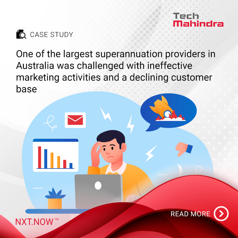 tech_mahindra's tweet photo. Explore how a leading Superannuation firm in Australia leveraged Next Best Offer in real-time with automated customer journeys boosting their customer engagement by 20%.
Know more: https://t.co/9VD9VvZpEr
#DigitALLScape #NxtNow #CustomerExperience #TechMInAPJI