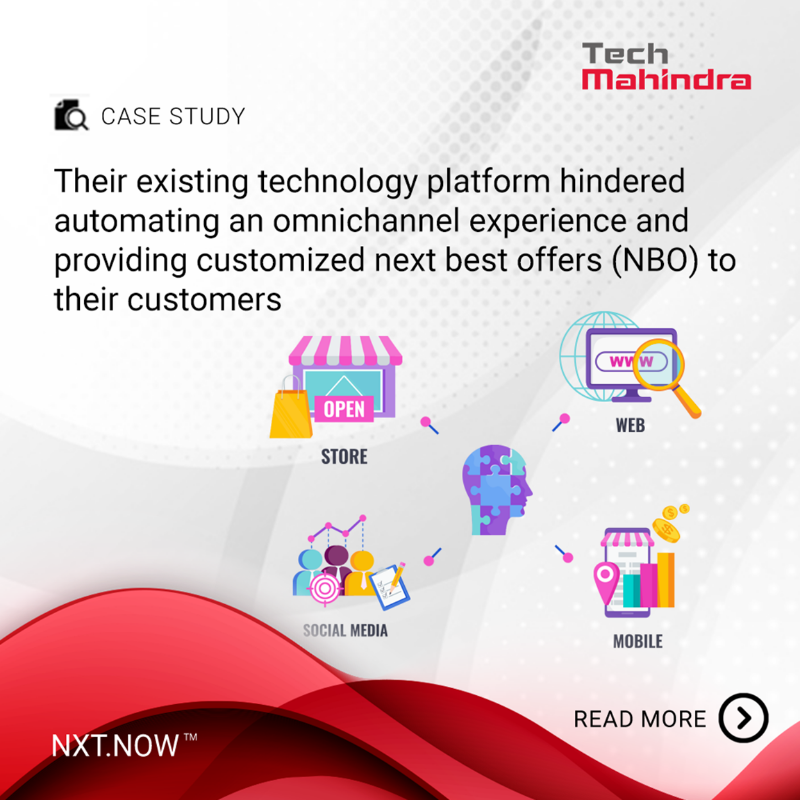tech_mahindra's tweet photo. Explore how a leading Superannuation firm in Australia leveraged Next Best Offer in real-time with automated customer journeys boosting their customer engagement by 20%.
Know more: https://t.co/9VD9VvZpEr
#DigitALLScape #NxtNow #CustomerExperience #TechMInAPJI
