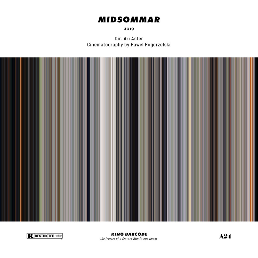 MovieBarcodes's tweet photo. RT @KinoBarcode: MIDSOMMAR
Dir. Ari Aster
Cinematography by Pawel Pogorzelski
Distributed by A24
Rated R

#moviebarcode #filmbarcode #filmart #a24 #midsommar https://t.co/0Ly0C18bsa