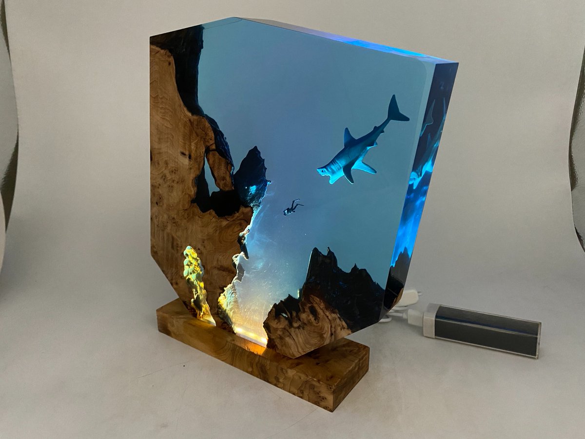 Artjewelrydesi1's tweet photo. Divers and sharks playing happily underwater - Home Decor Light
#sea #ocean #oceanart #woodcrafts #woodresin #diving #love #reefworld #Deepseadiving #divinggifts #etsy #mymodernmet #underwaterworld #cavediver #divinglife #whale #art #ocart #funny #culture #resinlamp #diy https://t.co/Ztu1WhG3bn