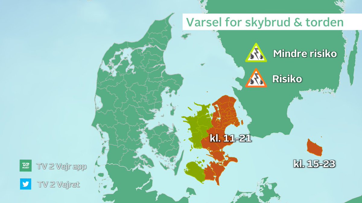 TV 2 Vejret varsler skybrud for Østdanmark - følg med i vejret på vejr.tv2.dk og i Vejr app under radar. #tv2vejret #vejr #dkvejr #skybrud
