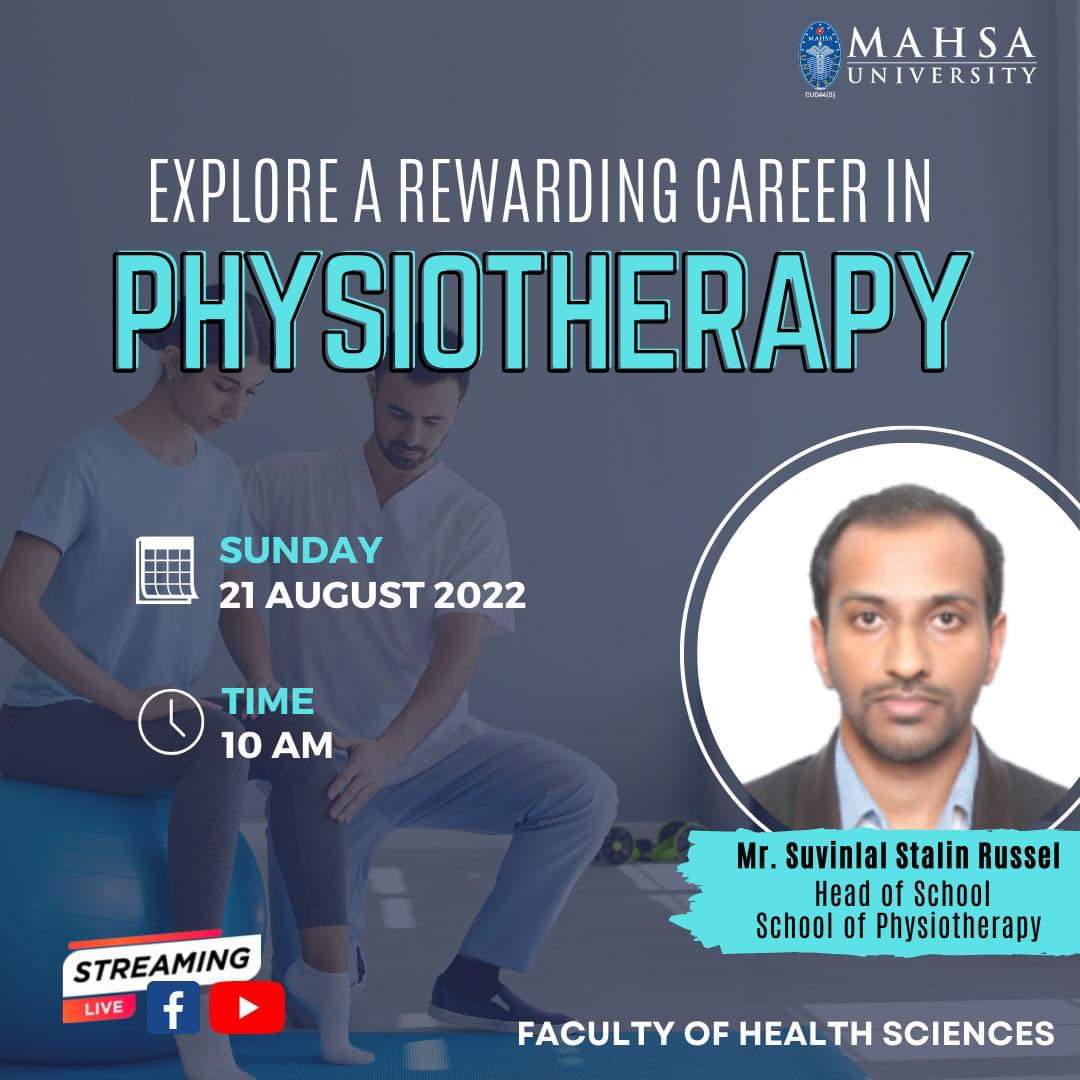 FOHS_MAHSA's tweet photo. If you’re interested in pursuing a rewarding career as a health care specialist in Physiotherapy, then this is for you. For more information, come over to our campus and we will assist you with all your enquiries, or just message us in our inbox.

🌐 https://t.co/SyGTXa5no5 https://t.co/cItwnHVToH