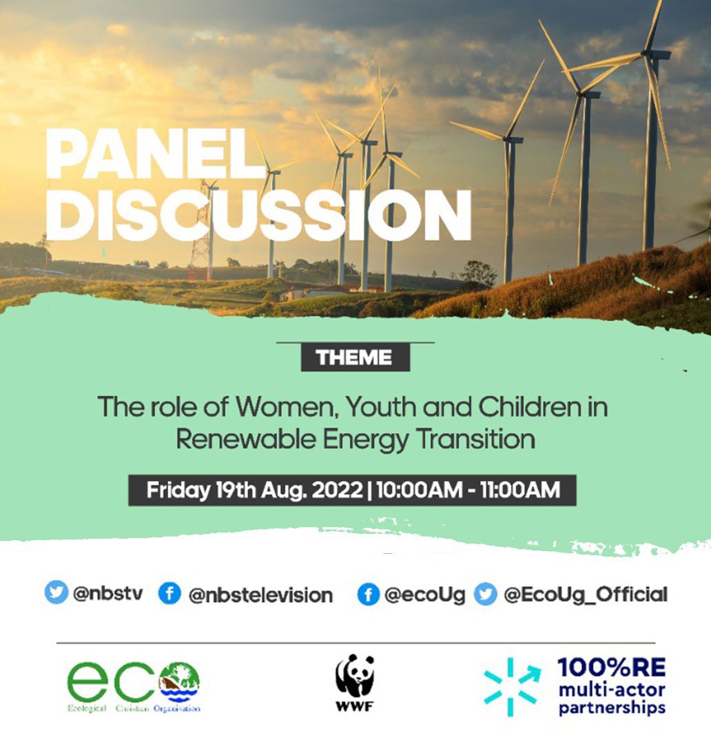 agaba_AG_'s tweet photo. Do you as Women,Youth and Children know your role in Renewable Energy Transition. If not, the time is now 10:00am to join @EcoUg_Official to get to know your roles.
#ECOUganda #ECOUpdates https://t.co/JtnrN8LTIB