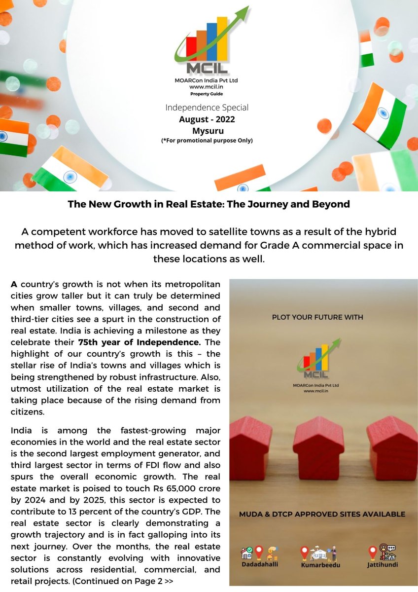 MoarconL's tweet photo. We sincerely hope you enjoy reading it and will give us a call if you have any needs relating to real estate.
Call right away at 9916844857/8762242134 to know more.
#mcilnewsletter #IndependenceDayspecial #mcilmysore #mcilposts https://t.co/iMRsaYZh4q