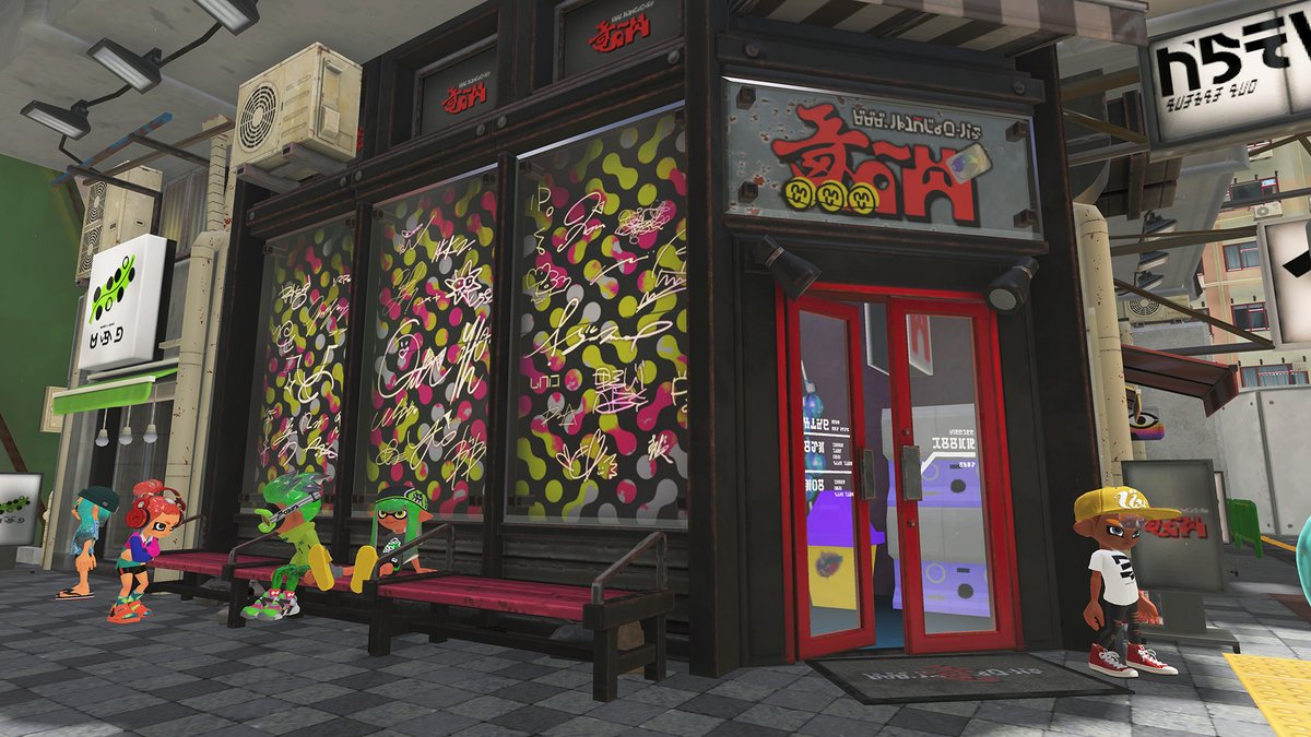 SplatoonEng's tweet photo. To buy stickers and other decor for your locker, head on over to Hotlantis! The store's manager seems to disappear from time to time, so a regular customer named Harmony tends the store.
The selection changes daily, so if you're particular about your locker, its the place to be! https://t.co/qafmdKkjia