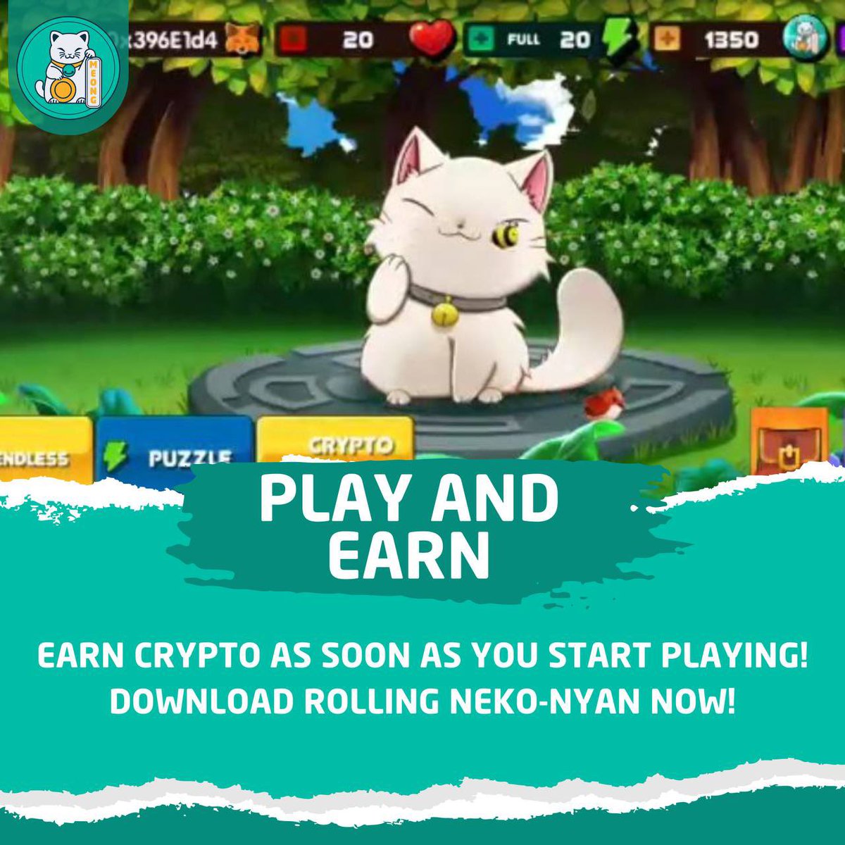 😻 We value your quality time.
🙀 Earn #MeongToken instantly after claiming your rewards.

Play. Earn. Repeat. 😼

#meong #bsc #bsctoken #binance #playtoearn #p2e #crypto #cryptocurrency #mobilegame #androidgame #meme #cat #altcoin #bitcoin #btc #blokchain #crypto #nft