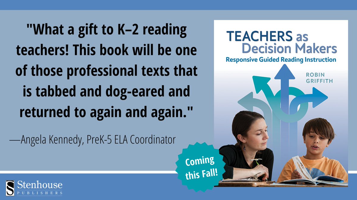 stenhousepub's tweet photo. In Teachers as #DecisionMakers, @Griffith4R presents a framework of instructional decision-making centered on the student readers we work with, the books we share with them &amp; the instructional objectives we guide them toward.  

Preorder today >> https://t.co/TT4aGRA5ui https://t.co/qnTQvpm7R3
