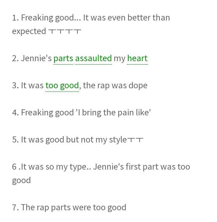 Jenniestanielov's tweet photo. Knetz reacts to jennie kim

- jennie's rap was crazy
- jennie is rapping,she's crazy
- amazing..Jennie's rap was crazy
- the song is good but jennie killed that rap.
- jennie's parts assaulted my heart
- it was so my type.. jennie's first part was too good 
- jennie was insane https://t.co/RL0mhB1zdR