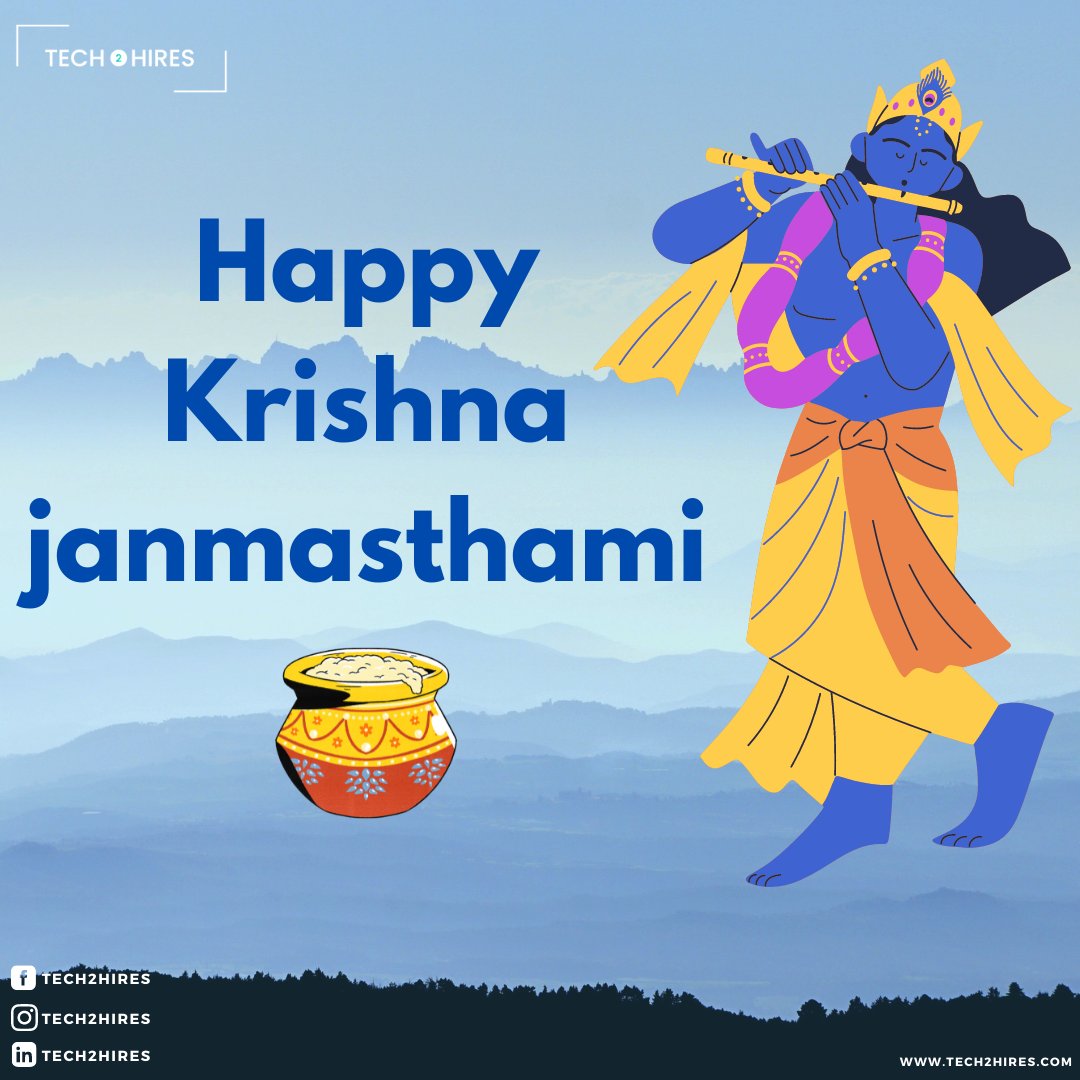 Tech2hires's tweet image. We wish you all a very happy, prosperous &amp;amp; an amazing Krishna Janmashtami

 #Janmashtami #KrishnaJayanthi #krishnaleela #HappyKrishnaJanmashtami #celebrations #Krishna #LordKrishna #krishnajanmashtami #tech2hires #RajNiranjan