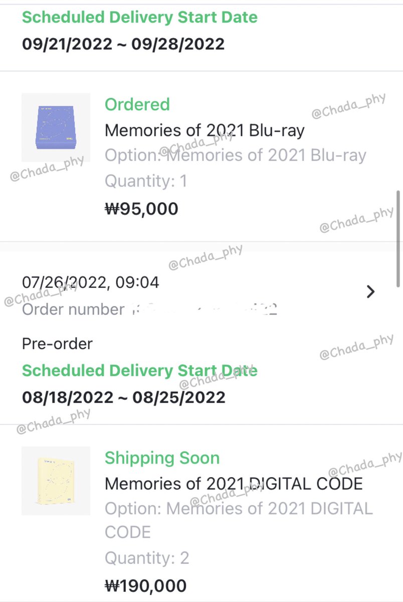 chada_phy's tweet photo. อัพเดทสถานะ BTS Memories of 2021 สถานะ shipping soon แล้วนะคะ #chada_phyupdate https://t.co/t1yZQllGib