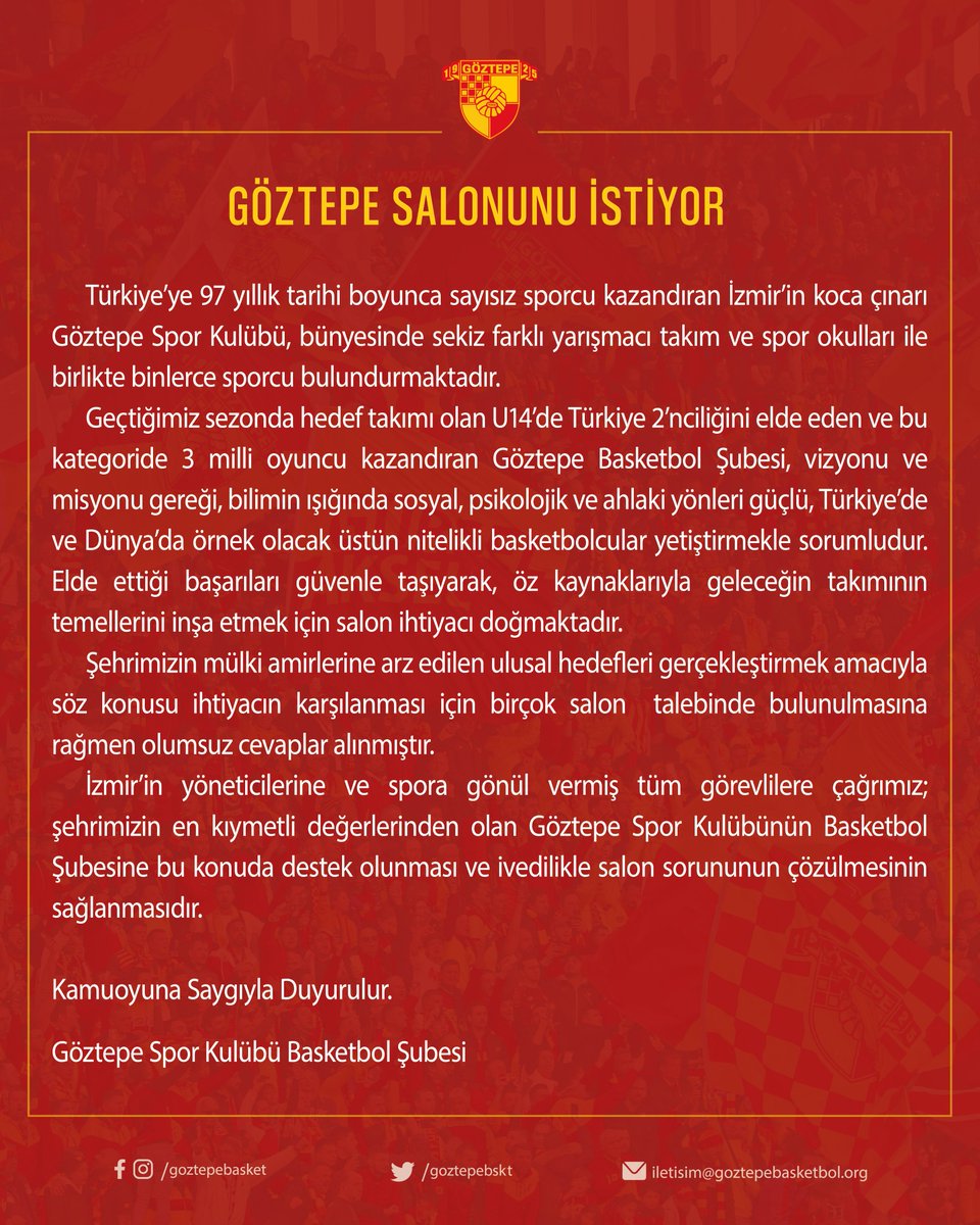 Kamuoyuna Duyurulur
#Göztepesalonunuistiyor