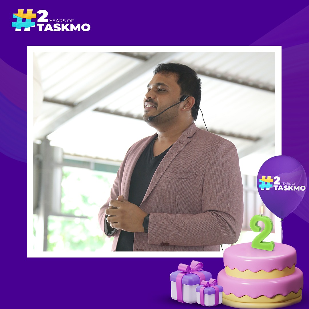 Taskmo_official's tweet photo. "There is nothing impossible to those who will try."
Our Co-founders, @prashant_prashi & @Naveenram1990, are a pack of power and talent on the way to bringing a revolution in coming times.
#taskmo #2yearsoftaskmo #lifeattaskmo #fun #celebration #event #experience #memeories https://t.co/4F7pYQzCZZ
