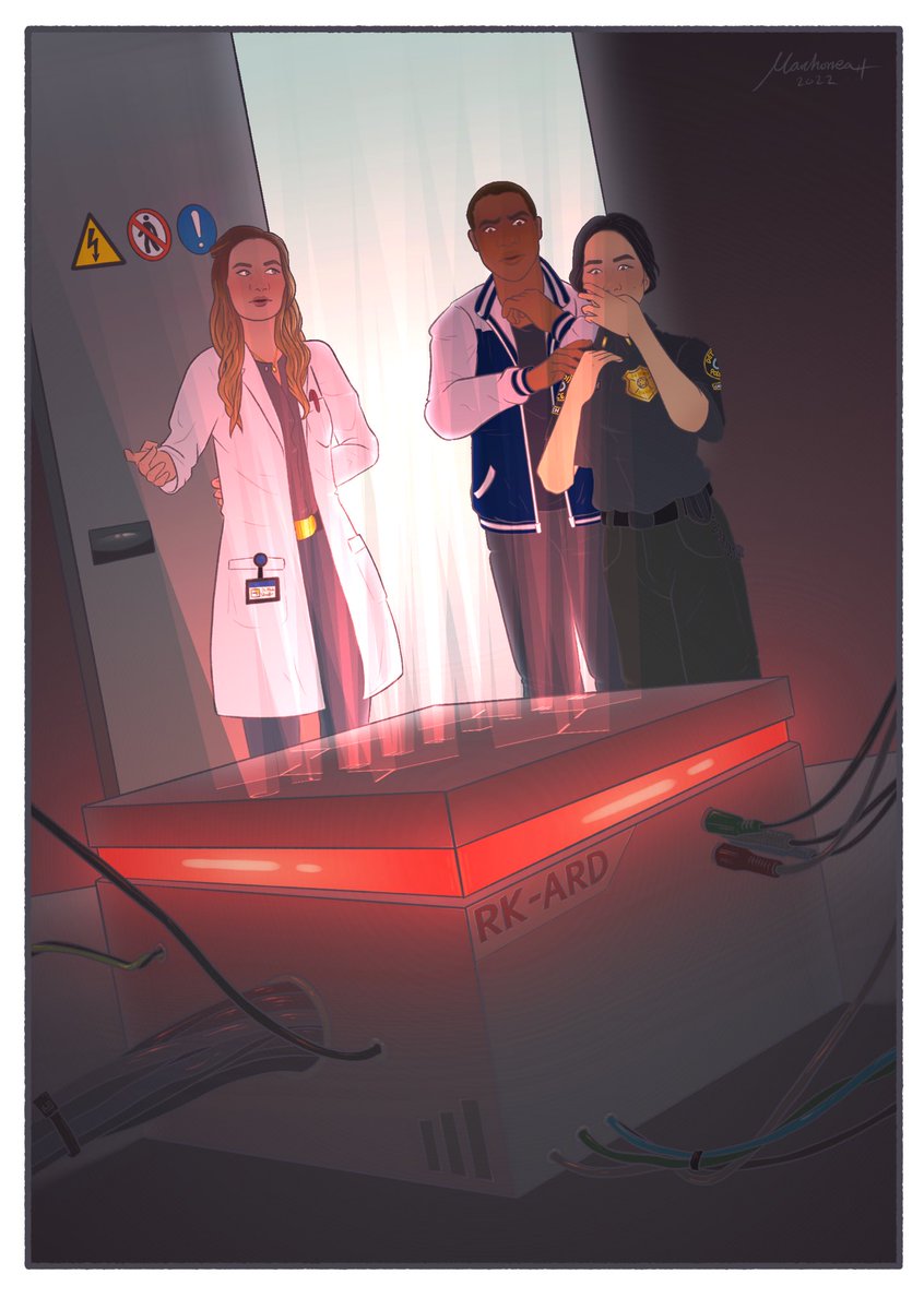 Marchonea_Art's tweet photo. A bit delayed, but here is the piece I did for #DetroitTrilogy this time around.
I almost broke my iPad with the lighting effects, but I’m really happy with the unsettled vibes this gives off!

#OctopunkMedia #DetroitAbsolution #DetroitBecomeHuman #DBH #FanArt https://t.co/aZB7yYMzEf