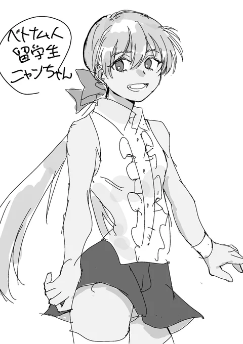 オリキャラのニャンちゃん。彼女もたくさん描きたいな〜 