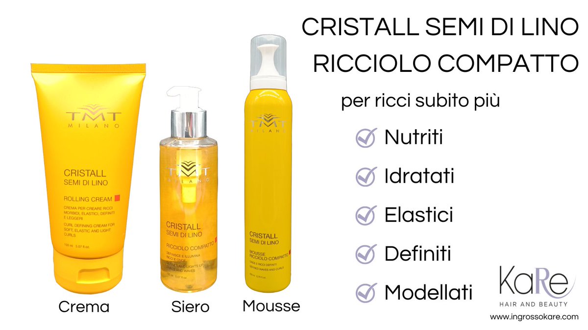 ingrossokare's tweet photo. CRISTALL Semi di Lino Ricciolo Compatto by @TMTMILANO 
ROLLING CREAM: https://t.co/tGgsYDMOPF
MOUSSE: https://t.co/N1W7LbqNzr
SIERO: https://t.co/oZvvgMZK8h

#ingrossokare #hair #capelli #ricci #capelliricci #curlyhair #cristall #mousse #rollingcream #serum #siero #haircare https://t.co/d8sGINGfhG