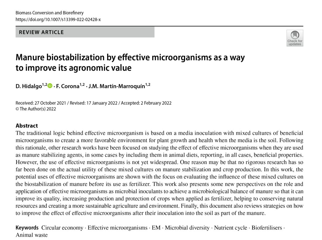 Bioref_Cluster's tweet image. 📣Interesting article of #Nutri2Cycle ! Partners researched the potential uses of effective #microorganisms, with a focus on evaluating the influence of these mixed cultures on the #biostabilization of manure before its use as fertilizer🌾👉biorefine.eu/publications/n…