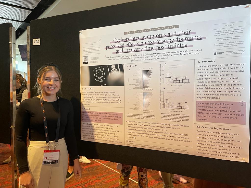 WISCongress's tweet image. WISC22: @WISCongress is proud to announce that @kellymcnulty is the winner of the best poster! 

Kelly's poster addressed "cycle-related symptoms &amp;amp; their perceived effects on exercise performance and recovery time post training"

👏 👏👏

#WISC22 #Womeninsport