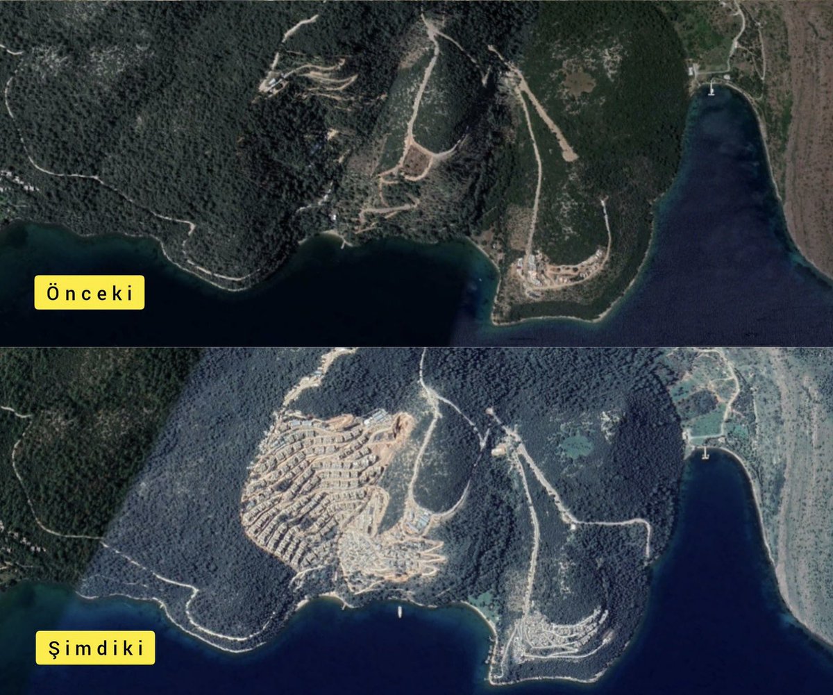punto_haber's tweet photo. Bodrum, Gölköy. Mesa projesi öncesi ve sonrası. Hem doğa hem şehir katliamı. https://t.co/NHCCoBsY12