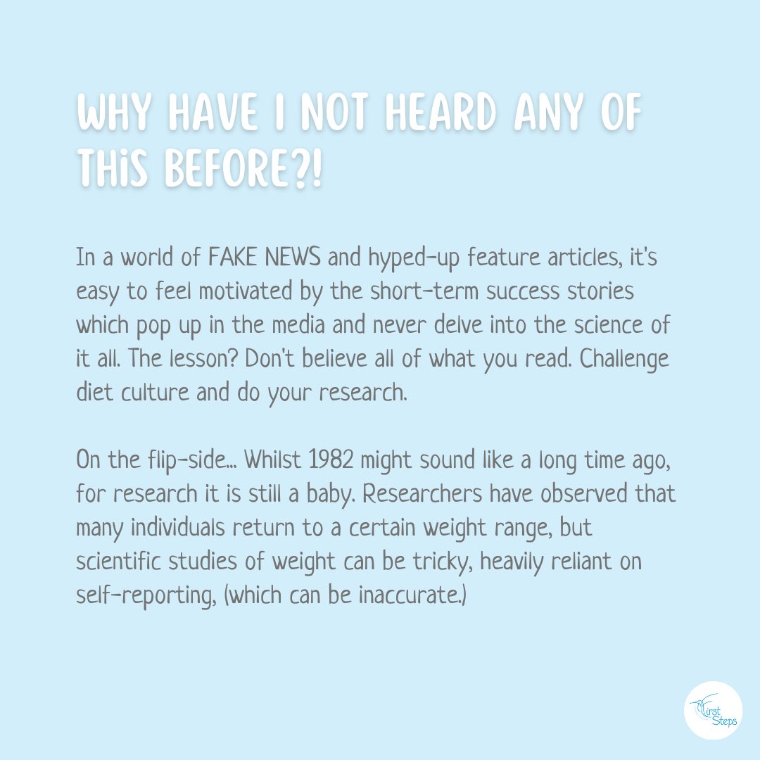 FirstStepsED's tweet photo. TLDR; Basically, our weight is already determined. It's our genetics and our complex bodies will try to maintain weight within a preferred range.
Have a scroll, or check our Zoe's blog 👉 https://t.co/LFN9YClyDS #SetPointTheory #DietCulture #BingeCycle #DietCycle https://t.co/xLNsH0dYr9