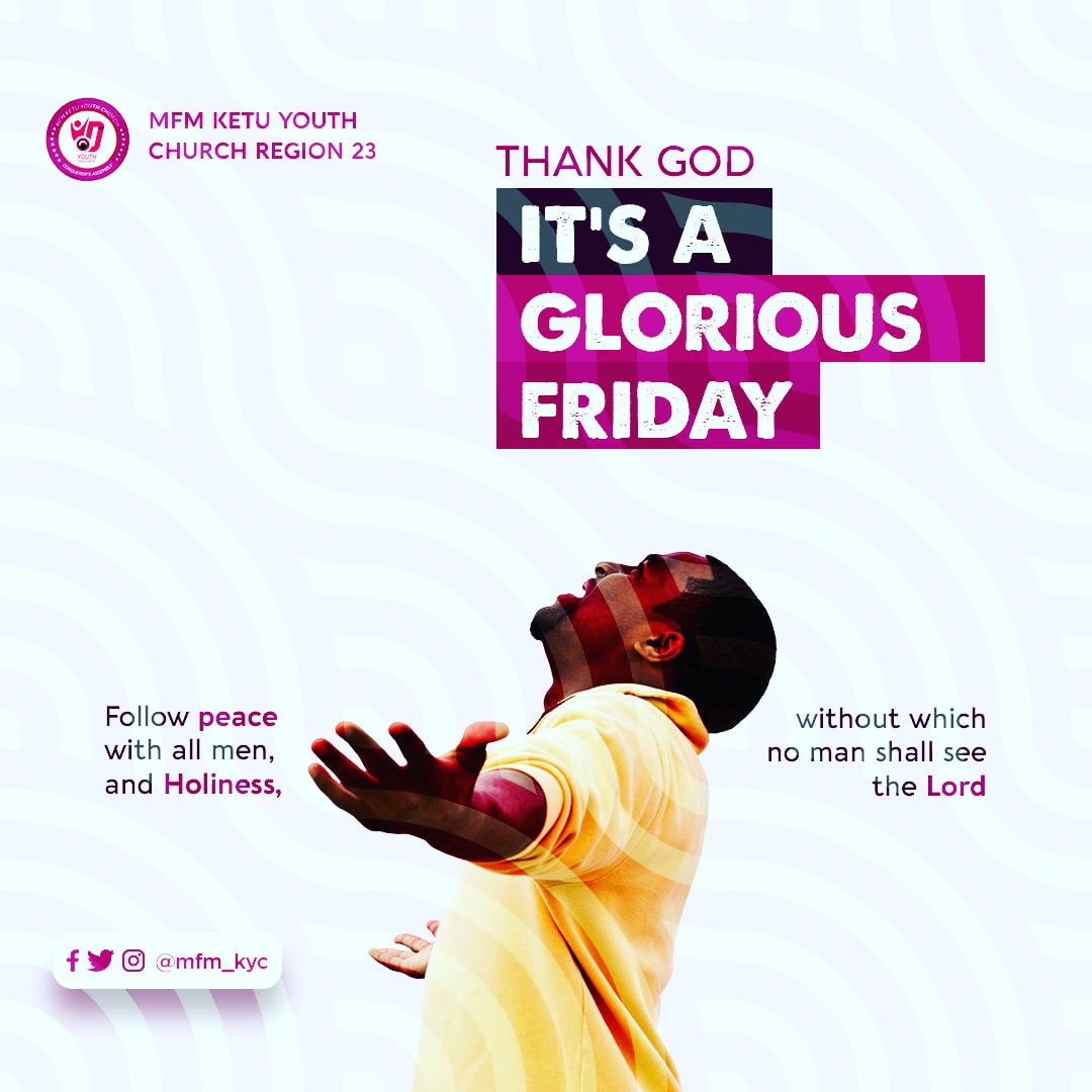 mfm_kyc's tweet image. Thank God it is a glorious Friday.

Let remind ourselves to follow Peace with all men and Holiness, for without which no man, I repeat no man shall see the Lord

 #mfmkyc #conquerorsassembly #mountainoffire #mfmyouthchurch  #mfmyouth #Jesuslovesyou #Holyspirit #biblescripture