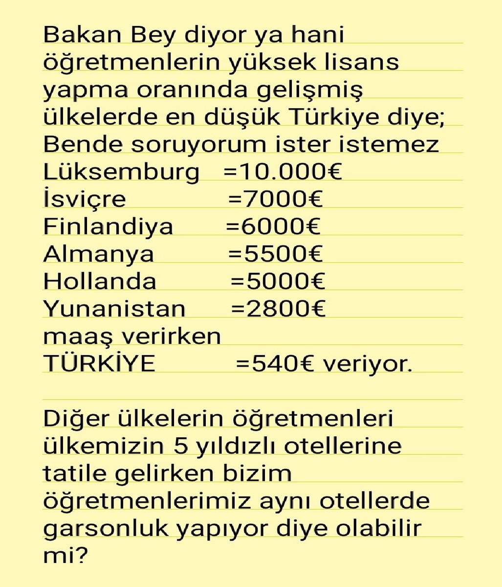 Tüm öğretmenler insanca yaşamayı hak ediyor.Ünvan değil maaşlarda iyileştirme istiyoruz koşulsuz şartsız! #ogretmenlersoruyor