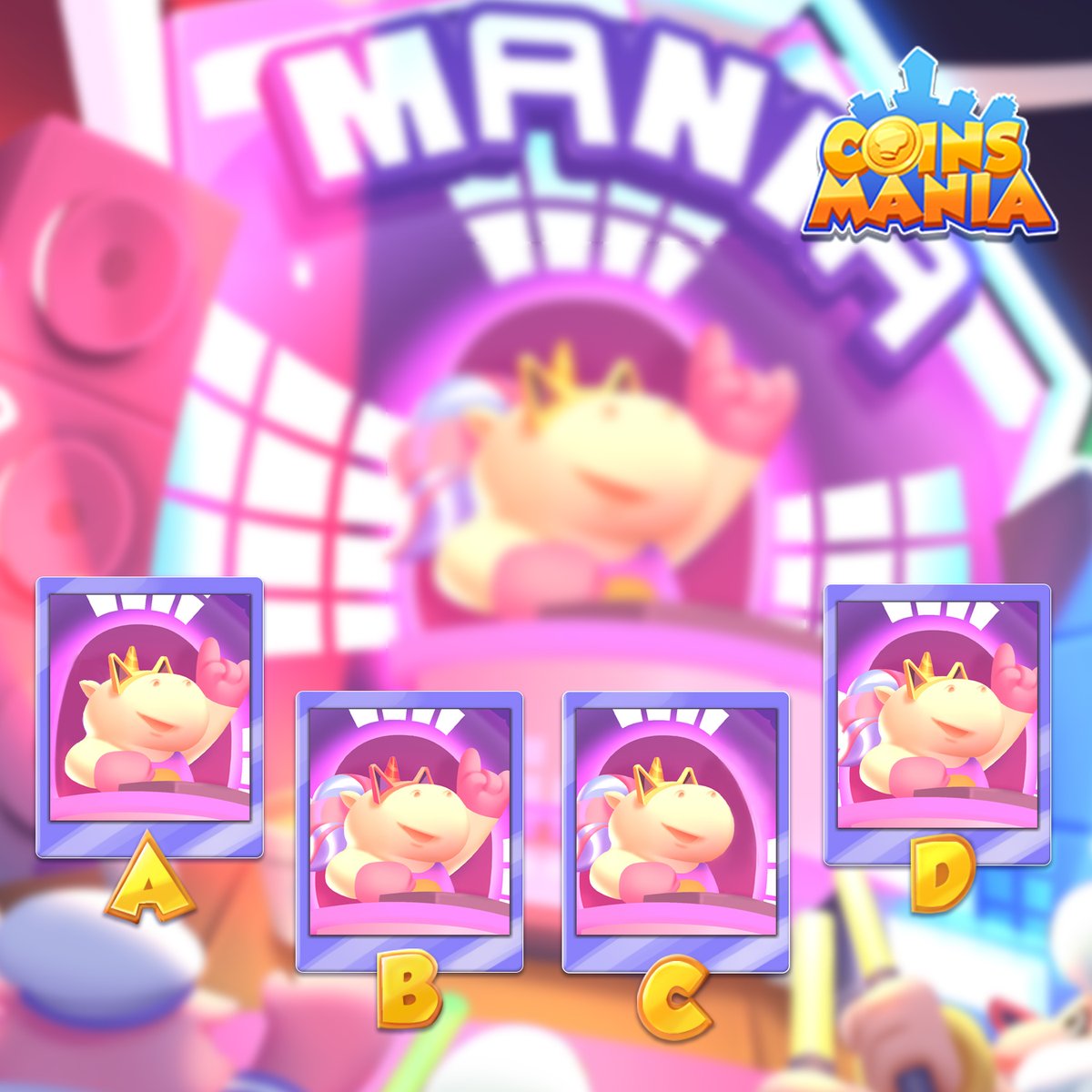 Cooking__Pop's tweet image. #ElectronicMusic
Come on, the music festival is about to start!😍
But first, you need to find the picture of DJ Pony:😉
A, B, C or D? 
You will get 60 spins with correct answer!🥰
Download here👇:
play.google.com/store/apps/det…