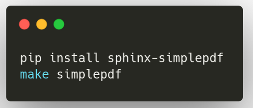 DanWos's tweet image. A new #sphinxdoc extension for PDF generation was born: 
Sphinx-SimplePDF 📕
sphinx-simplepdf.readthedocs.io

Install it via pip and run "make simplepdf". That's it.

It's based on #weasyprint (HTML/CSS only) and provides already a nice-looking PDF theme.

Give it a try 🕮