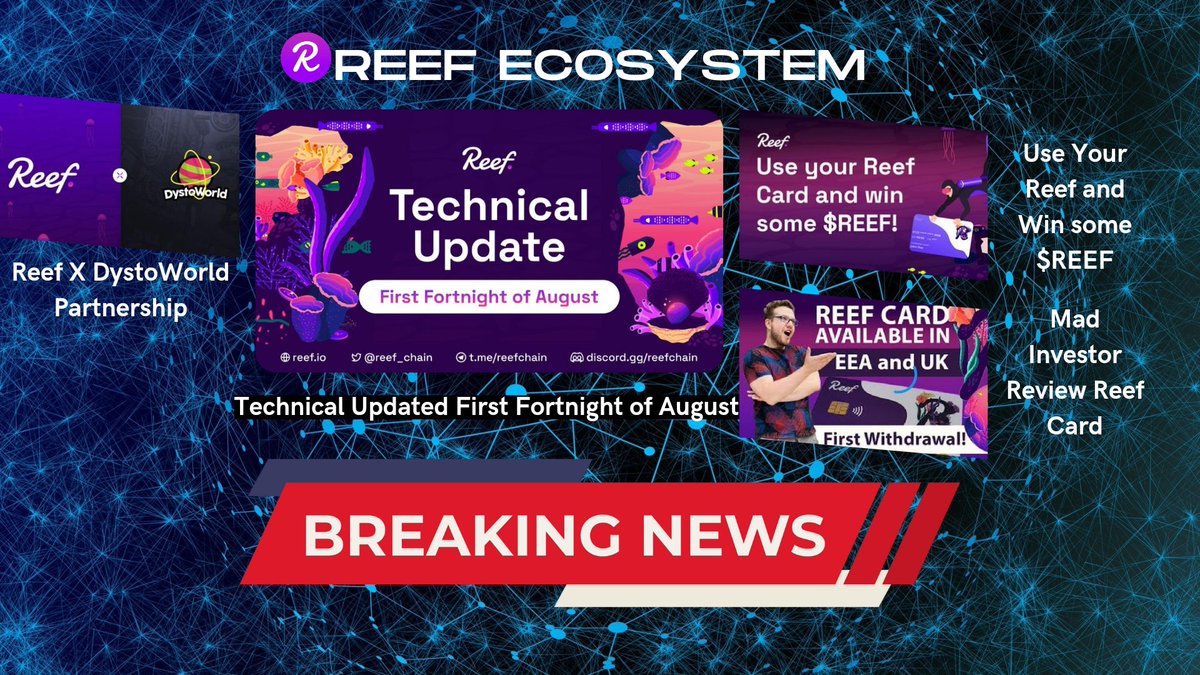binxcrypto's tweet image. Last News From Reef Chain Update

@Reef_Chain Partnership with @DystoWorld 
-Mad investor Talk about #ReefCard 
-Use your Feet and Win some $Reef with Hastag #ReefCardinAction 
-Technical Updated
Source : 
blog.reef.io/technical-upda…

$Reef #Reef #BuildTheReef