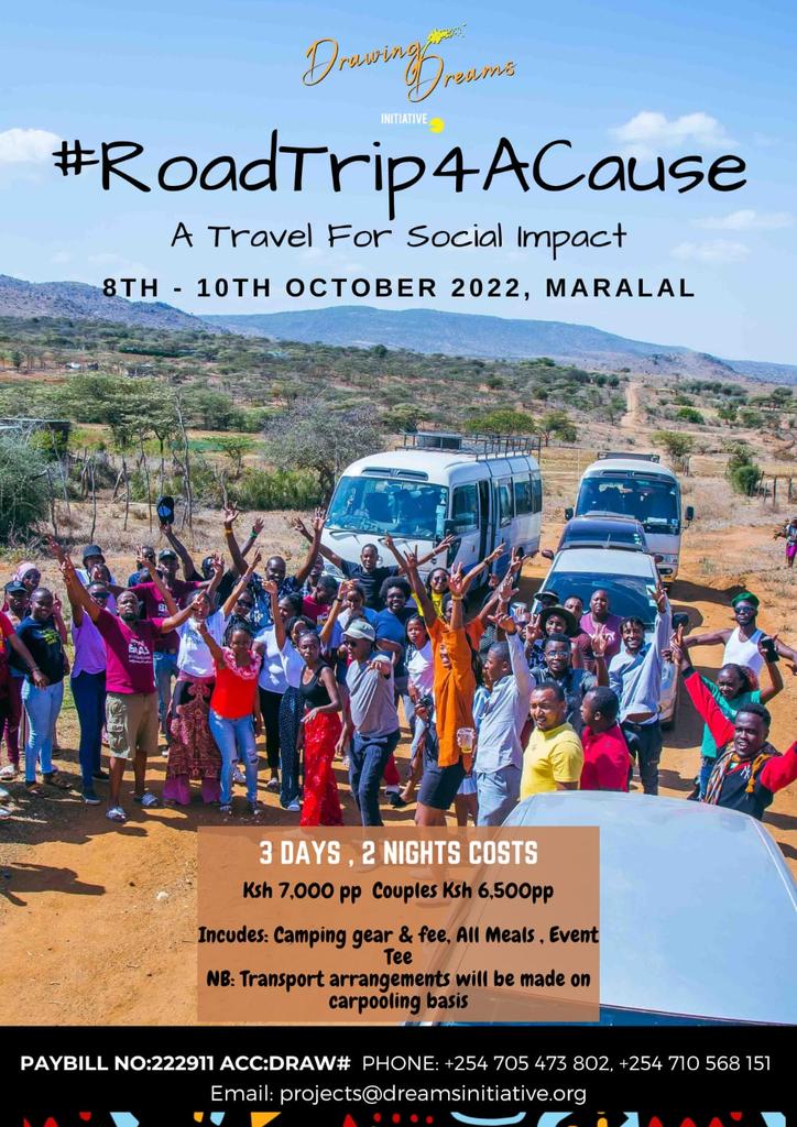 @DDINITIATIVE is organizing this event #RoadTrip4ACause which aims at helping vulnerable communities. This year they are organizing a road trip to Maralal. Make sure you are part of it. Let's be the change we want.Let's make this count.
@wanene_grace 
@AbukayoM 
@wasike_hellen