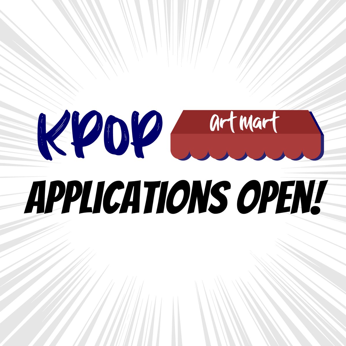 kpopartmart's tweet photo. Hi everyone!

Applications for our first ever event is now open!! Applications will close on 26 Aug 2359!

Check out the form link below to apply as well as for more info! 

https://t.co/iIZbcmxqt6 https://t.co/XYYNvL75QT