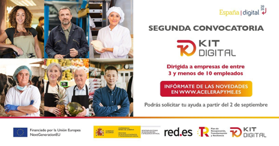 SEDIAgob's tweet photo. 🔜Esta semana llega la 2ª convocatoria del #KitDigital‼️
☑️Para #pymes y #autónomos de entre 3 y menos de 10 empleados.
💶Bonos digitales de hasta 6.000€
💻Solicitudes a través de @redpuntoes
👇https://t.co/gWNkN3EBhm
🗓️Viernes 2 de septiembre
ℹ️https://t.co/5n5I4Ie4WT https://t.co/lrALfmbpli