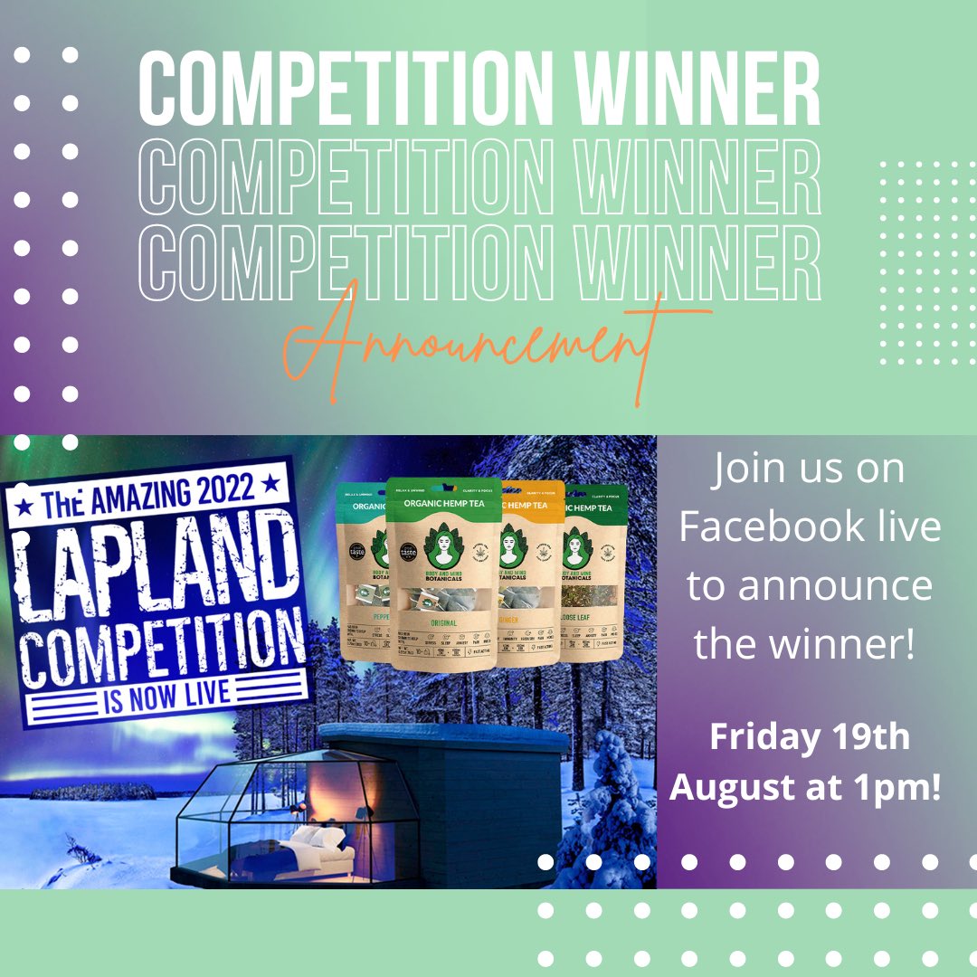Our competition winner will be announced on Facebook live at 1pm!!! Did you enter the Lapland competition? Make sure you tune in!!! #Competition #lapland #cbd #winner