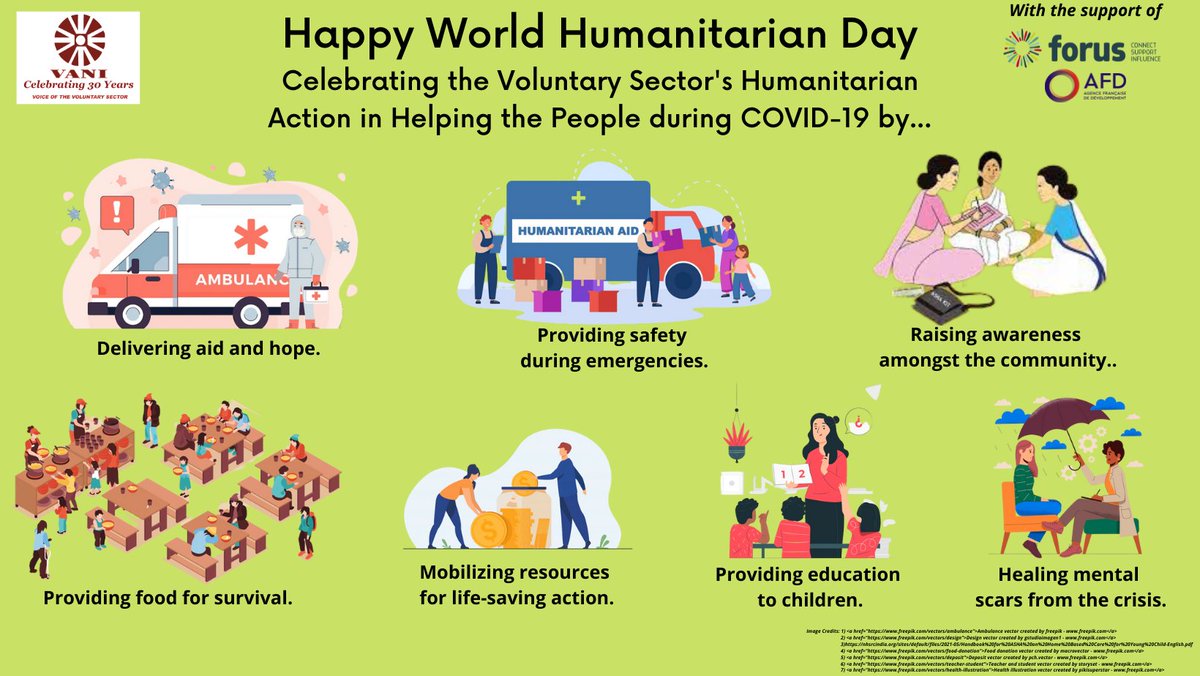 Around the world, #ItTakesAVillage of humanitarians to support the people in need! VANI wishes all the #RealSuperHeroes of the Voluntary Sector, a happy #WorldHumanitarianDay2022! #HumanitarianResponse #voluntarysector #COVID19 #crisisresponse