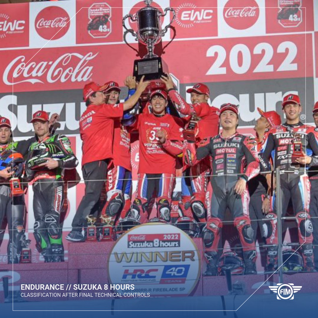 FIM_live's tweet photo. ✅ 2022 Suzuka 8H 🇯🇵 Classification after final technical controls.

Full statement 👉 https://t.co/mOw0Q1VESl

#FIM | #FIMEndurance | 
@FIM_EWC
  | #Motorsports | #Motorcycle | #Motorcycling | #Endurance | #Suzuka | #Suzuka8hours https://t.co/L4ZJfGNpZR