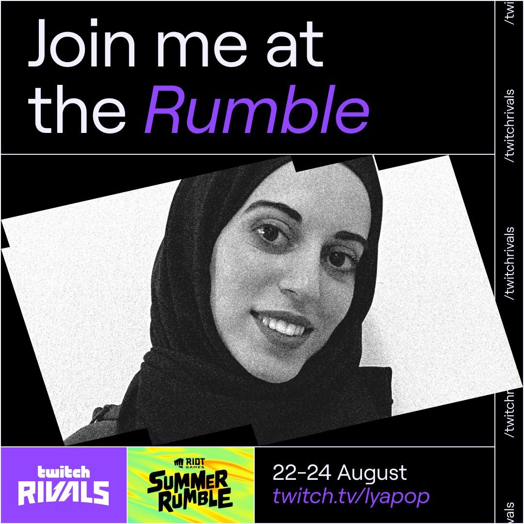 YALLA GUYS!! 🔥 
Twitch Rivals Riot Summer Rumble is almost here! 
We’re live across 3 days starting 22nd of August at 17:00 GST. 
Come and support your first MENA team ever in Twitch Rivals! 🫡