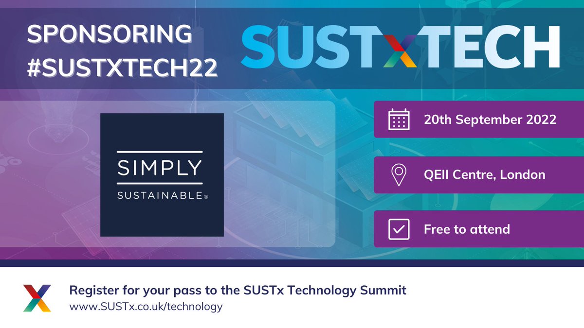 SUSTxCommunity's tweet photo. 📣 SPONSOR ANNOUNCEMENT 📣
We are delighted to announce that @Simply_Sustaina are sponsoring #SUSTxTech22.
Find out more about Simply Sustainable and how they can support your organisation: https://t.co/4kjO4t62Ne
#NetZero #NetZeroStrategy #Sustainability #SustainabilityEvent https://t.co/y5QKHyEsCT