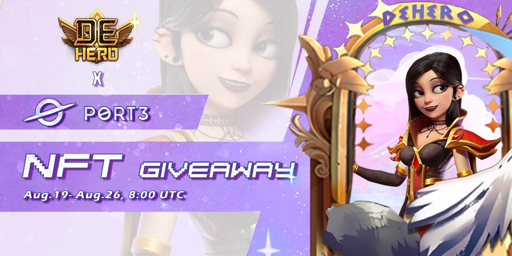 🚀<a href="/DeHero_official/">DeHero | DeHeroGame</a> x <a href="/Port3Network/">Port3 Network</a> NFT #Giveaways
🏆 Exclusive Collab #NFT
🕦 8 am UTC, Aug 19th — 8 am UTC, Aug 26th
💡 Everyone who completes the #SoQuest tasks will qualify for the claim!🤩
🔗 sograph.xyz/space/port3net…
🧐 Eligibility of addresses will be updated every 24h