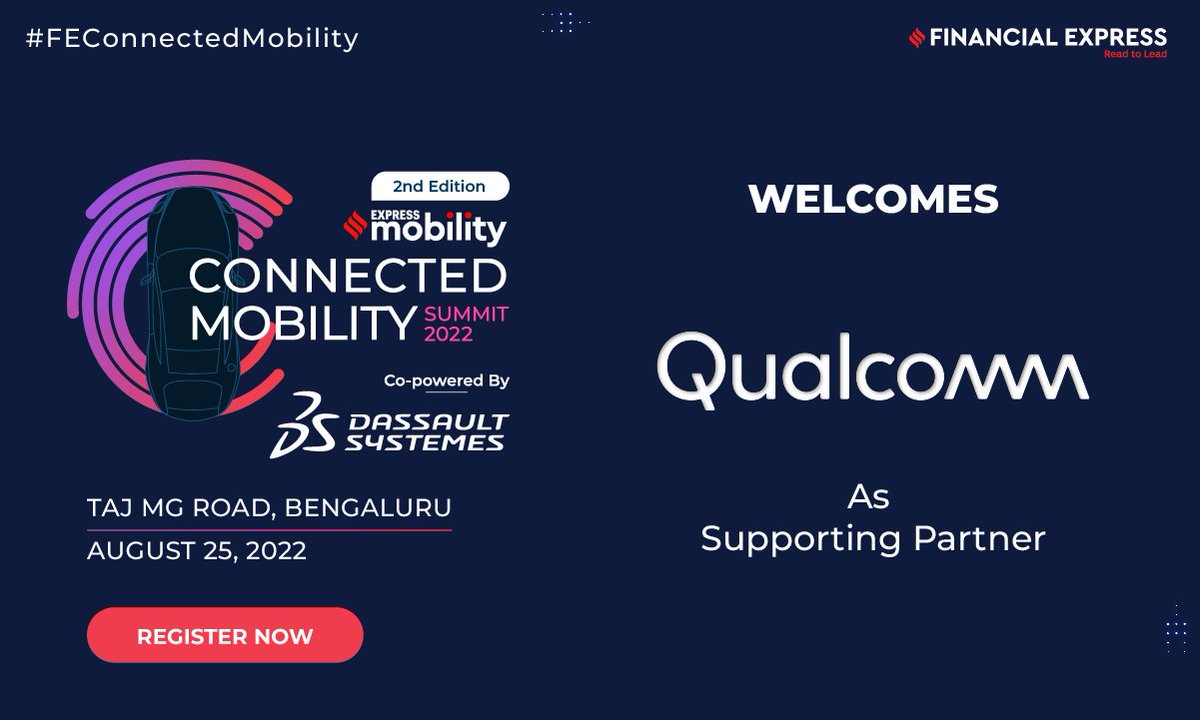FinancialXpress's tweet photo. We are pleased to announce Qualcomm as our Supporting Partner for the second edition of the #FEConnectedMobility Summit 2022.
Reserve your seat now - https://t.co/LlnIEodFG8
#connectedmobility #expressmobility #FEevents #connectedvehicles #futureoftransportation https://t.co/RUzNqxHtB3