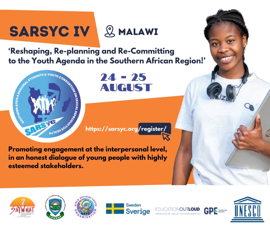As we #RevisitYouthAgenda there is a need to re-committing, re-shaping, and re-planning for the emerging health needs of young people across the Southern African region.  
#SARSYC2022 
<a href="/SwedeninZW/">Sweden in Zimbabwe 🇸🇪</a> <a href="/saih/">SAIH</a> <a href="/UNESCO/">UNESCO 🏛️ #Education #Sciences #Culture 🇺🇳</a> <a href="/GPforEducation/">Global Partnership for Education</a>
<a href="/SAYWHATOrg/">SAYWHAT</a>