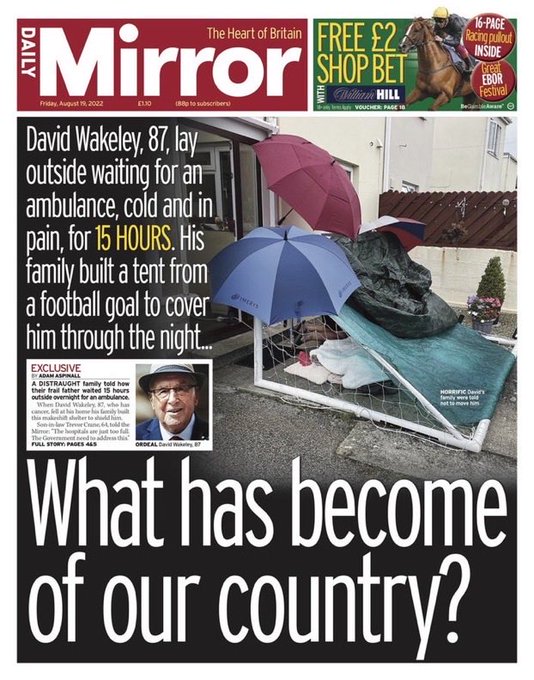 The more I look at our front page, the more distressing it is. The desperation David's family must have felt as they lowered that goal down to cover him is unimaginable. A single picture that tells the story of the ambulance crisis & how the Tories broke Britain.