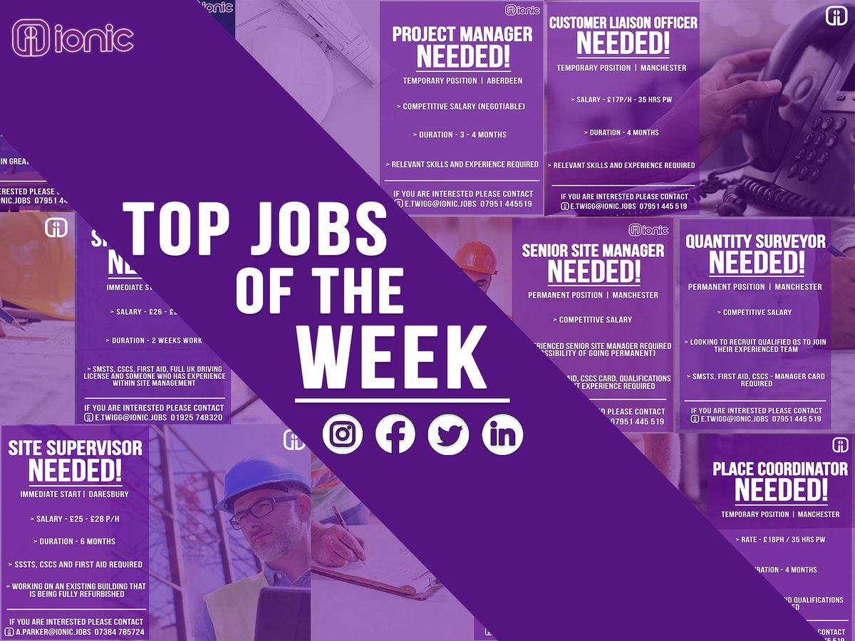 Top jobs of the week❗ 👷

If you find a job you are interested in or would like to find out more information then please get in touch on 01925 748 320

#constructionjobs #jobs #topjobsoftheweek