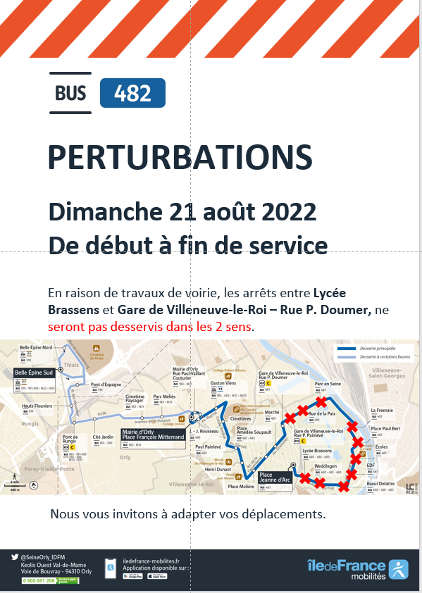 SeineOrly_IDFM's tweet photo. #buslicorne #bus482
En raison de travaux de voirie à @VilleneuveLR
Bus 482 > les arrêts entre Lycée Brassens et Gare de Villeneuve-le-Roi
Bus Licorne > Les arrêts entre Lycée Brassens et Rue de la Paix
Ne seront pas desservis dans les 2 sens
Merci pour votre compréhension https://t.co/kyfToqWRv7
