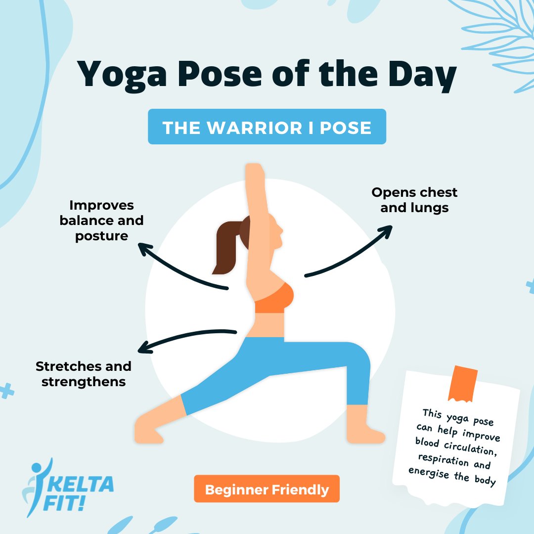 Keltafit's tweet photo. Today’s yoga pose is the Warrior I Pose 🧘‍♀️ (aka. Virabhadrasana I)

This pose helps with deep breathing, relieves stiffness in the back and shoulders and tones the ankles and knees 💙

#yogini #selflove #selfcare #asana #yogajourney #balance #lifestyle #flexibility https://t.co/QjgBWZgnQV