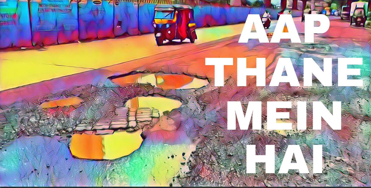QueenofThane's tweet photo. #Thane colourful potholes, different sizes, shapes. These potholes are born to kill citizens, its a normal perception that behind these potholes, foreign institutions have a big hand. MMRDA, MSRDC, Municipality, NHAI are innocent. #mumbai https://t.co/QK7LULA4JX