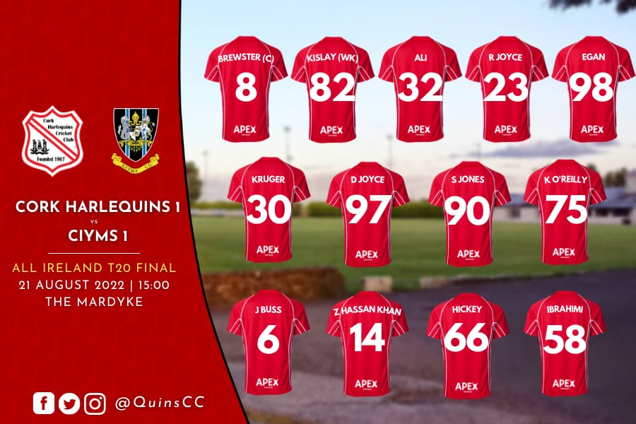QuinsCC's tweet photo. Here is our @QuinsCC team for the @ClearSpeaks All-Ireland T20 Final on Sunday at the Mardyke.
We wish our lads every success on the day.
@cricketireland @BigRedBench @MunsterCricket #QuinsCCFamily #bringithome #backingquins https://t.co/o67lkWpNGl