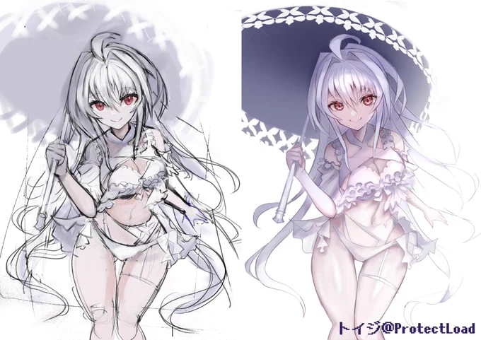 ←ラフ 完成した作品→#イラスト 