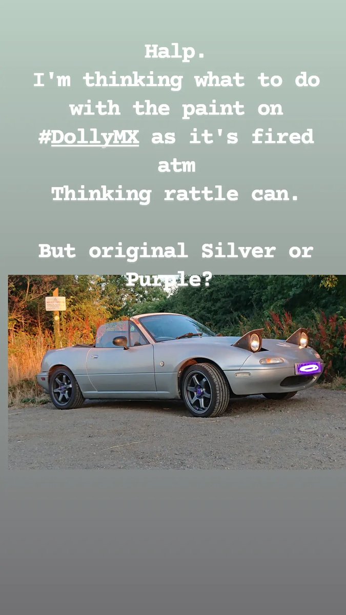 VioletFireCat's tweet photo. trying to figure out what to do with the paint on #DollyMX
Silver or Purple rattle can?
thoughts?
#VainPoseyCatgirl #CatGirl #Lesbian #LGBTQIA #PrideIsPolitical #Eunos #Roadster #Mazda #MX5 #Dolly #Miata #JDMYo #RoadsterLife #ModelMechanic #ModifiedGirls #GirlOwned #JDM #CarGirl https://t.co/ipG8X2Me9A