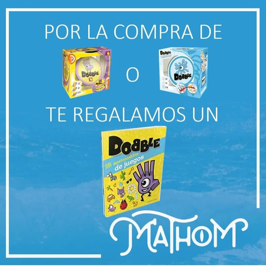 ¡¡Disfruta el "dobble" del verano!!
Por la compra de un Dobble clásico o waterproof, te regalamos un Dobble: Mi Supercuaderno de Juegos.
😍😍
Tienes esta oferta en nuestra web o en cualquiera de nuestras tiendas, hasta fin de existencias.