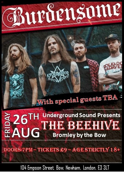 Alright Motherfuckers! One week to go before we murder London, Bromley on the Bow! Buy tickets here! 
eventbrite.co.uk/e/underground-…

#burdensome #burdensomemusic #london #londonmusic #livemusic #supportlivemusic #supportyourscene #metal
#heavymetal #thrashmetal #deathmetal