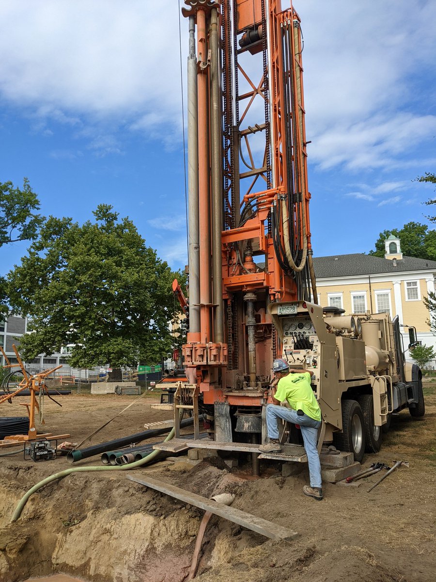 semazza's tweet photo. @smithcollege has begun the process towards carbon neutrality by 2030 w/ the installation of a campus wide geothermal heating and cooling system. As one of the geologists on campus, I'm extra excited about the drilling and seeing what's beneath us (test well #1 was all arkose). https://t.co/n1uZZZkMrB